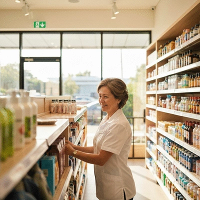 Modern retail environment with a friendly store assistant assisting a customer