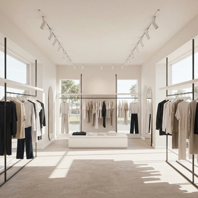 Fashion retail store interior with modern displays